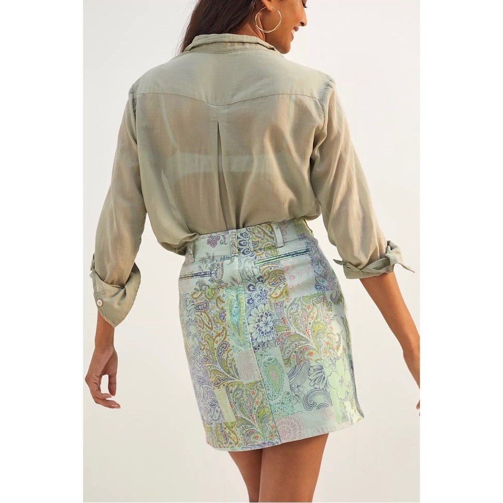 Anthropologie Pilcro Patchwork Denim Mini Skirt NWT - 14 - Picture 3 of 13